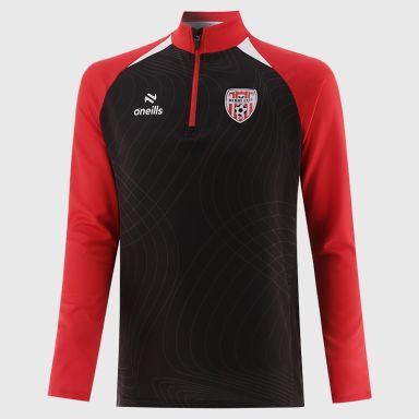 O'Neills Derry City FC Volume Brushed Half Zip Top Black / Red