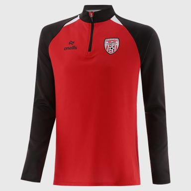 O'Neills Derry City FC Volume Players Brushed Half Zip Top Red / Black
