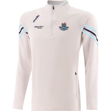 Beige Kids' Dublin GAA Weston Half Zip Top with zip pockets by O’Neills.