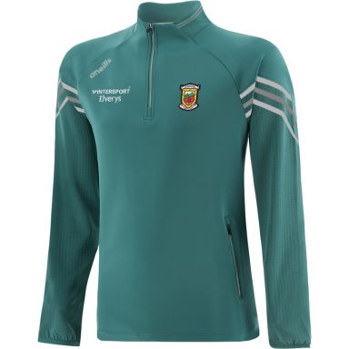 Green Mayo GAA Hybrid Half Zip Top with zip pockets and county crest by O’Neills. 