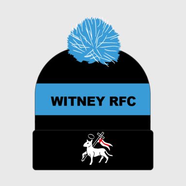 Witney RFC Knitted Bobble Hat Black / Sky / White