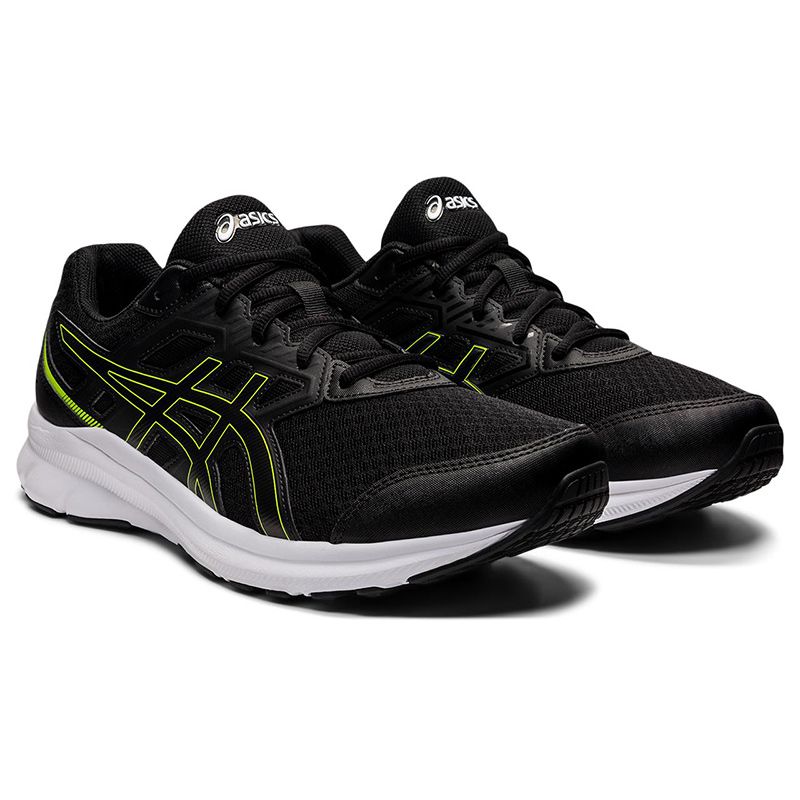 Black and Green ASICS men's runners with a flexible mesh upper from O'Neills