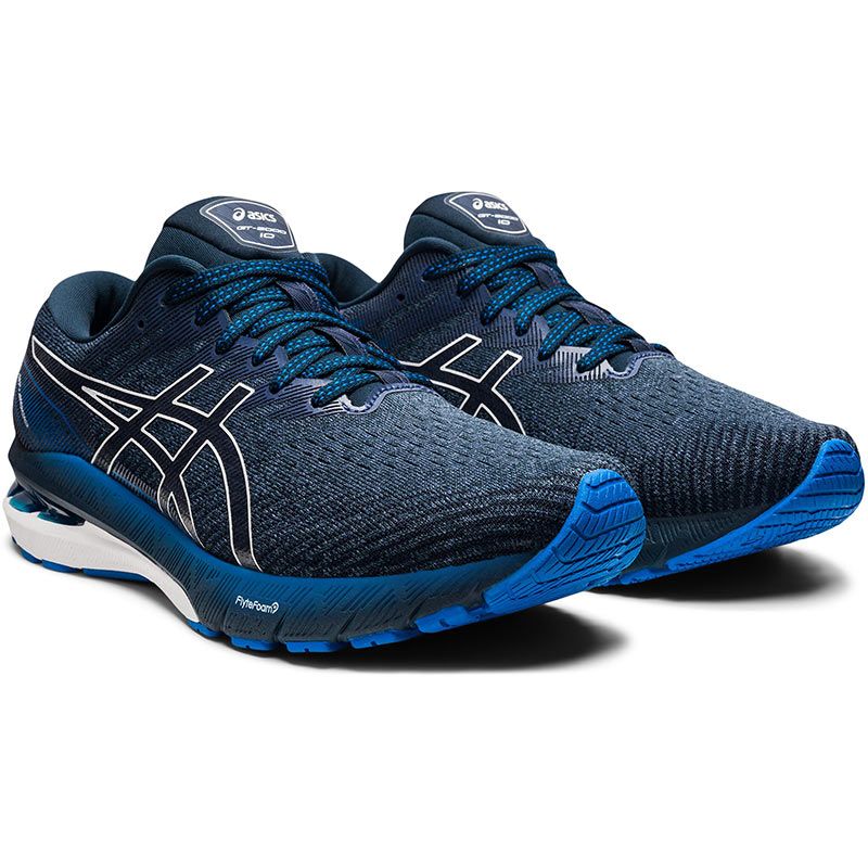 Blue and White ASICS men's laced runners with excellent shock absorption from O'Neills
