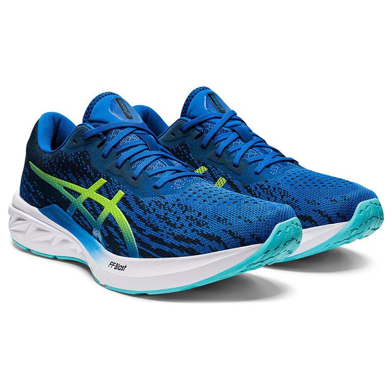 Blue and Green ASICS men's running shoes with lightweight cushioning from O'Neills