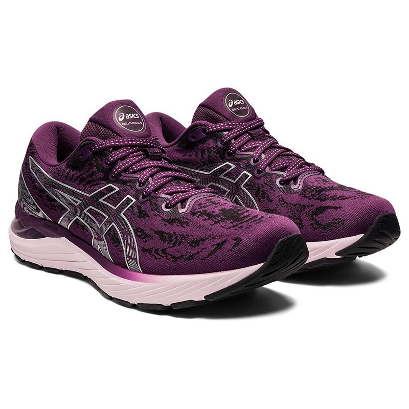 Women's Purple ASICS Gel-Cumulus™ 23 Running Shoes, with GEL™ technology cushioning that provides excellent shock absorption from O'Neills.