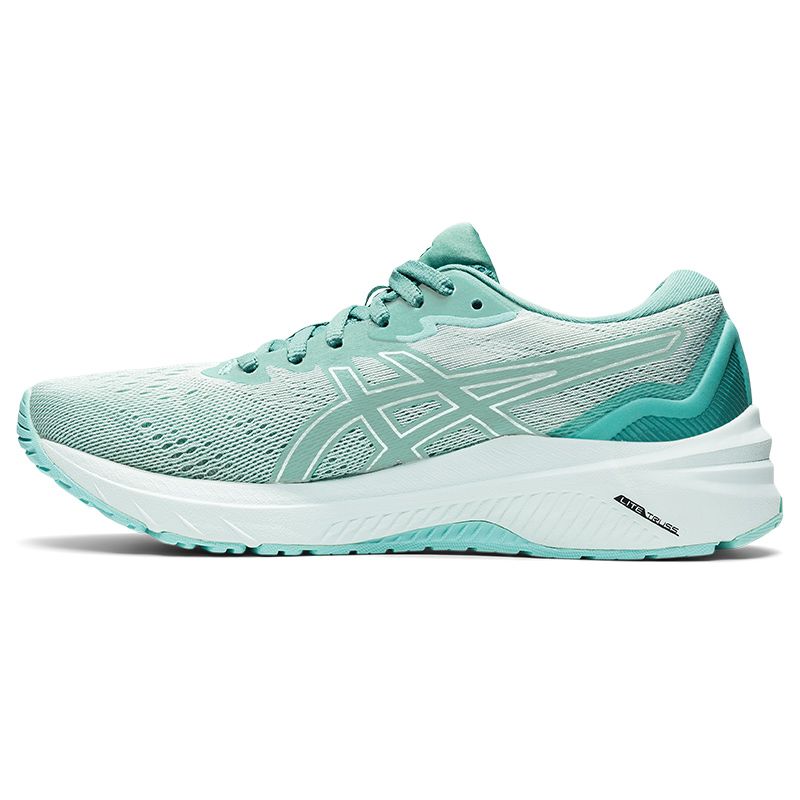Women's Green ASICS GT-1000 11 Lace Up Running Shoes with mesh upper from O'Neills.