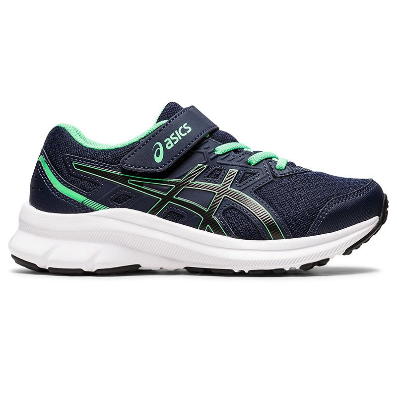 kids ASICS Jolt 3 lace up trainers with mesh upper Navy and Green from O'Neills