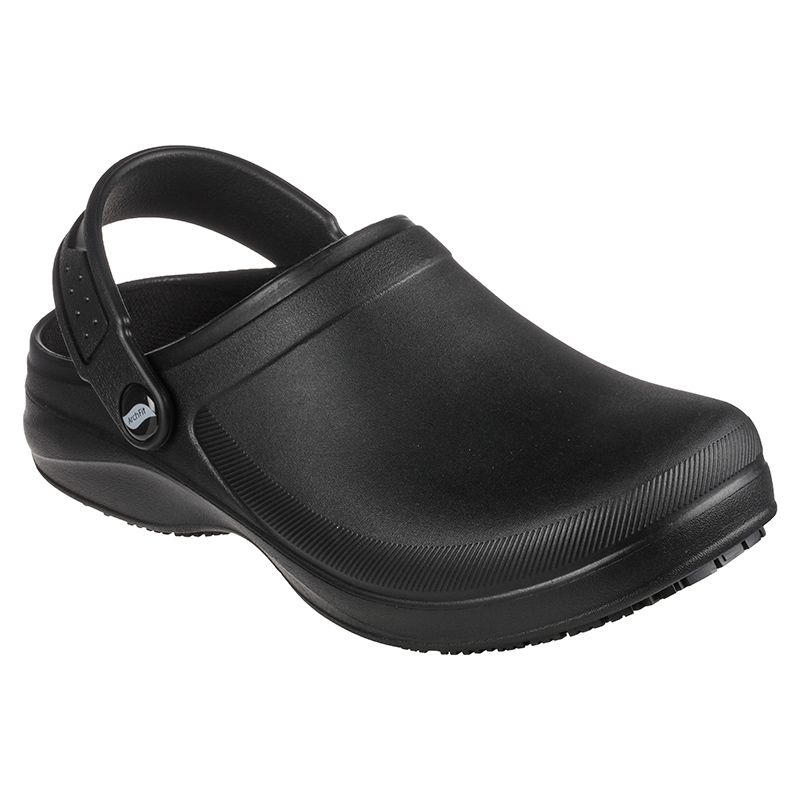 Women's Black Skechers Work Arch Fit: Riverbound SR Slip On Trainers, with Skechers and Arch Fit logo details from O'Neills.