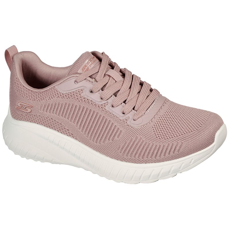 Women's Pink Skechers BOBS Sport Squad Chaos - Face Off Trainers, with contoured shock-absorbing midsole from O'Neills.