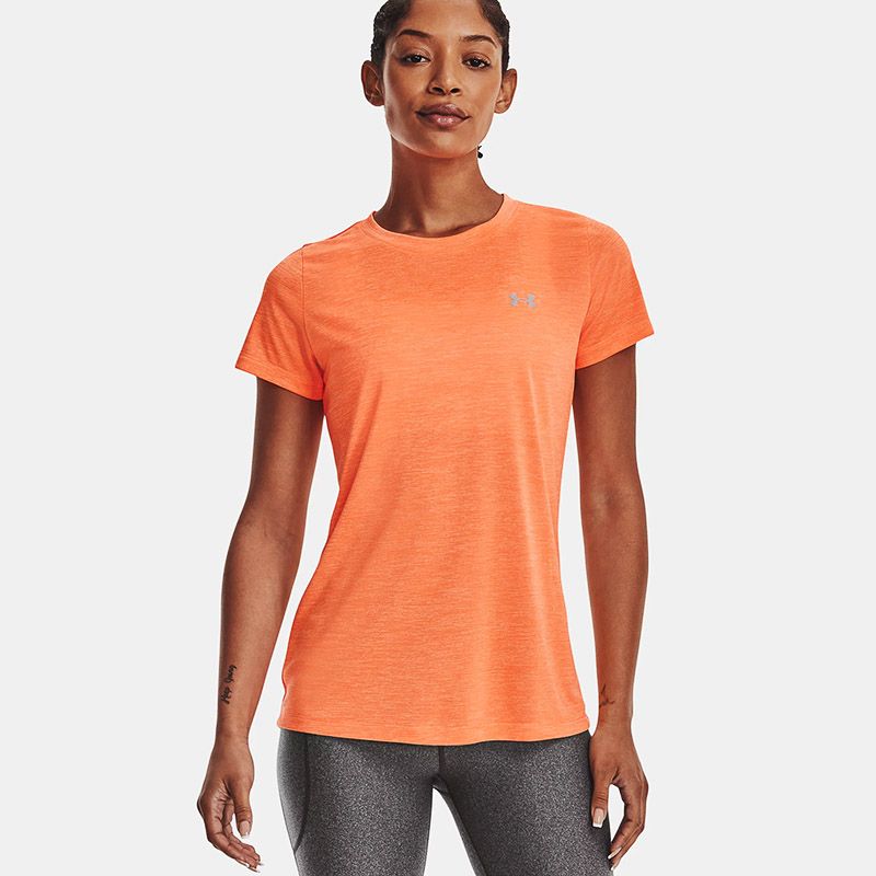Under Armour Women's Tech™ Twist T-Shirt Orange Blast / Orange Tropic /  Metallic Silver