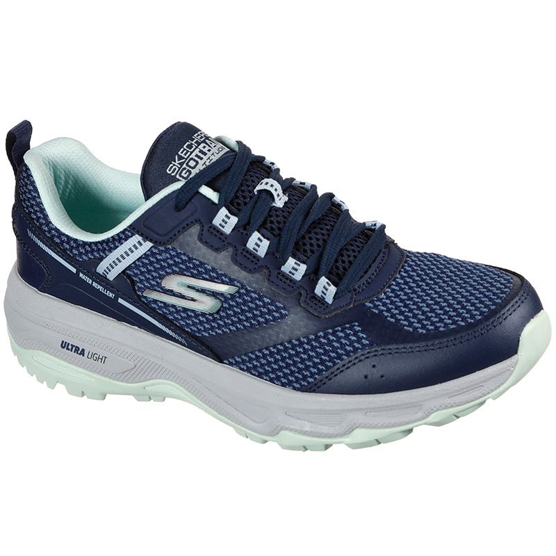 navy and green Skechers women's trainers made with a lightweight durable leather from O'Neills