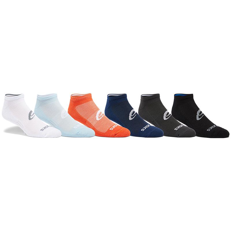 ASICS Men's 6 Pack Invisible Socks Marine / Orange / White