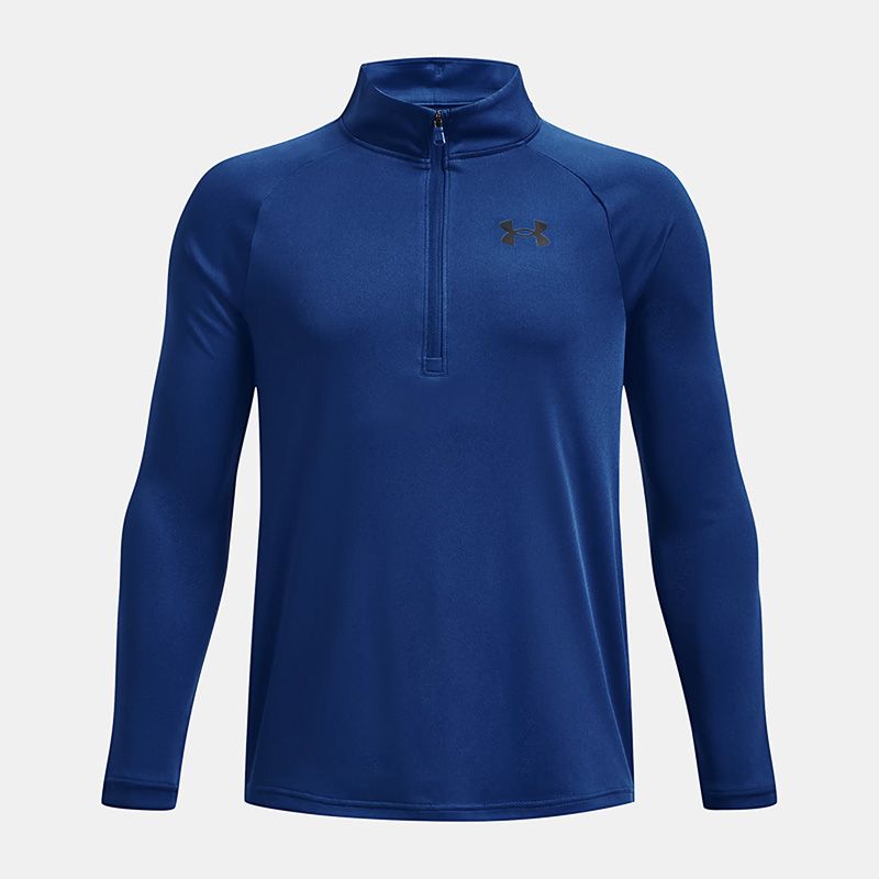 Blue Under Armour Kids' UA Tech™ 2.0 Half Zip, with a New, streamlined fit & shaped hem from O'Neill's.