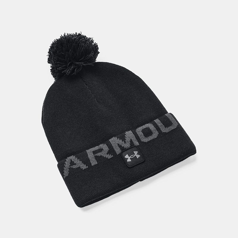 Black / Pitch GreyUnder Armour UA Halftime Fleece Pom Beanie, with Interior brushed fleece lining for added warmth from O'Neills.