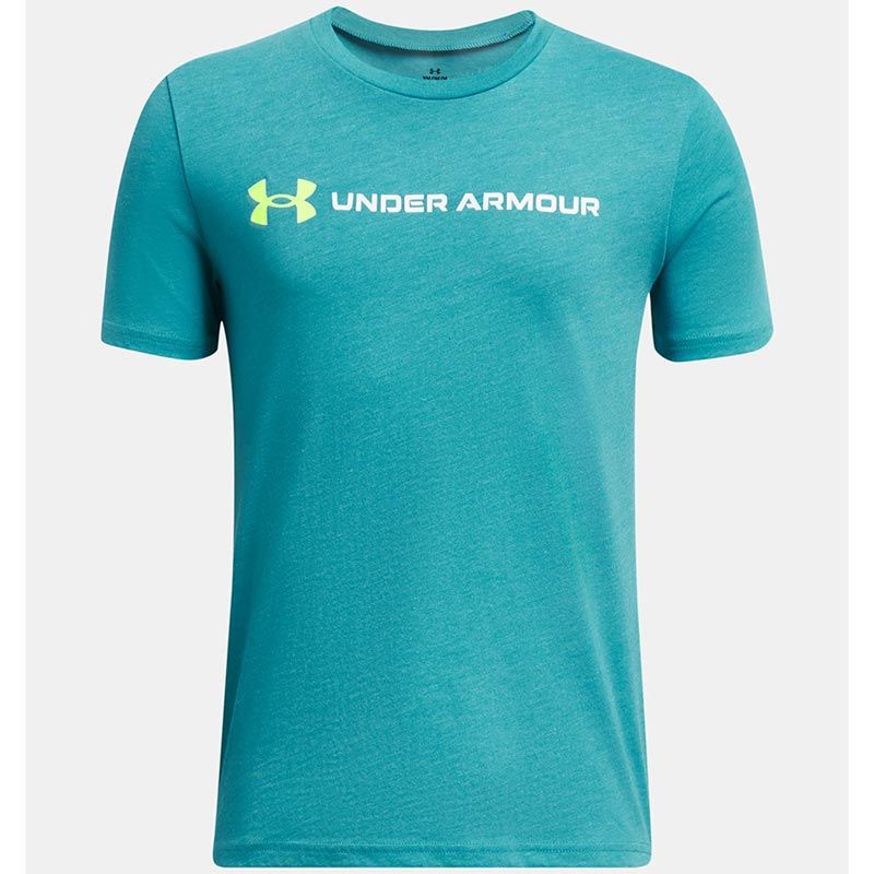 Blue Kids' Under Armour UA Logo Wordmark T-Shirt from O'Neills.