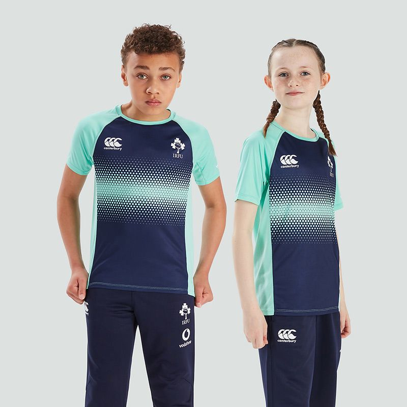 Green Canterbury Kids' Ireland Superlight Training T-Shirt, with Stylised raglan sleeve for comfort fit from O'Neills.