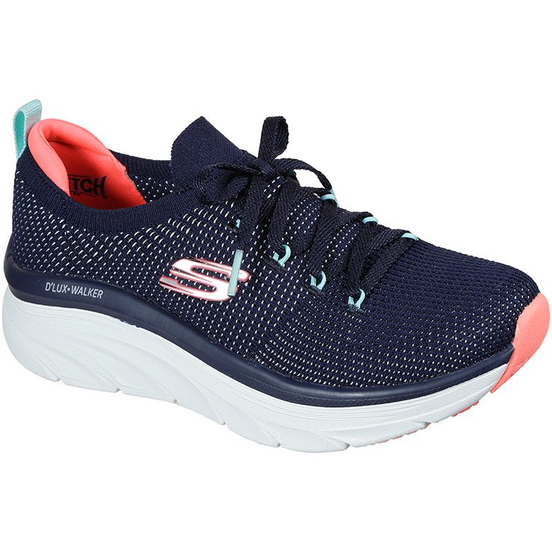 navy and pink Skechers women's D'Lux Walker runners with a well cushioned midsole from O'Neills