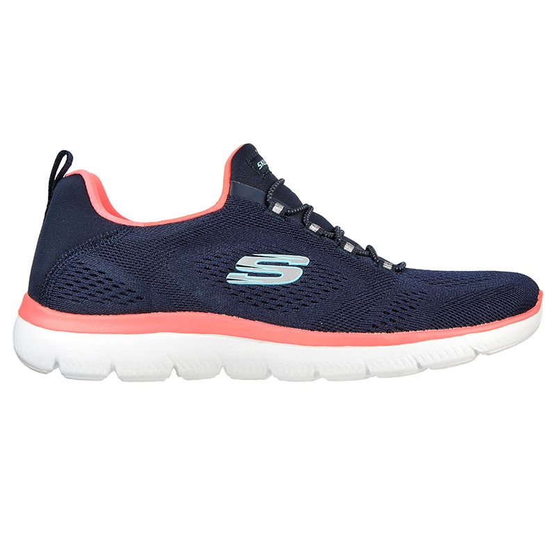Women's Navy Skechers Summits - Perfect Views Trainers, with engineered mesh and synthetic upper from O'Neills.