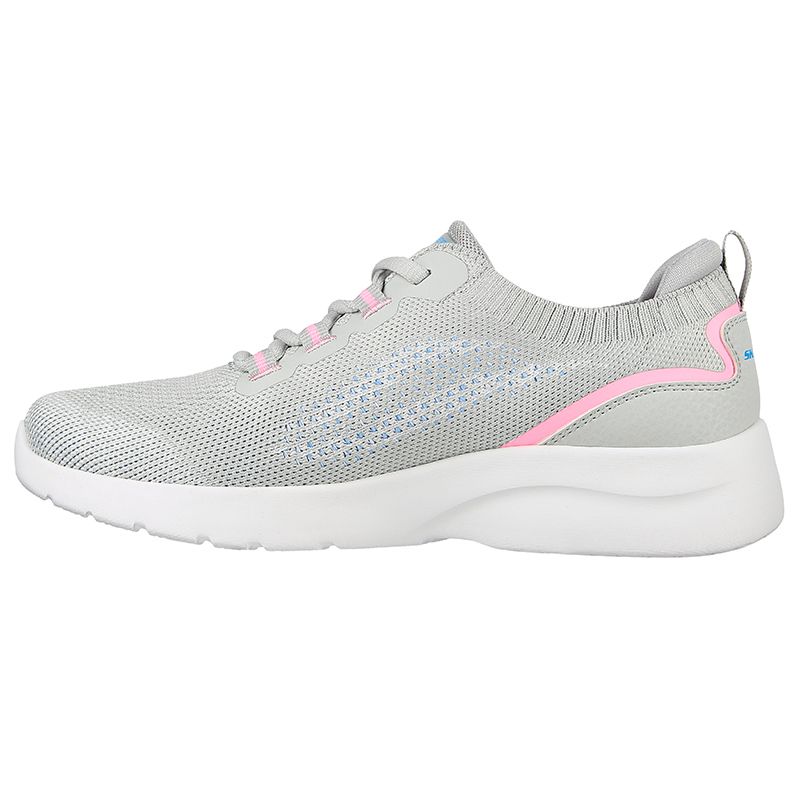 Women's Grey Skechers Dynamight 2.0 Trainers, with a lightweight flexible impact cushioning midsole from O'Neills.