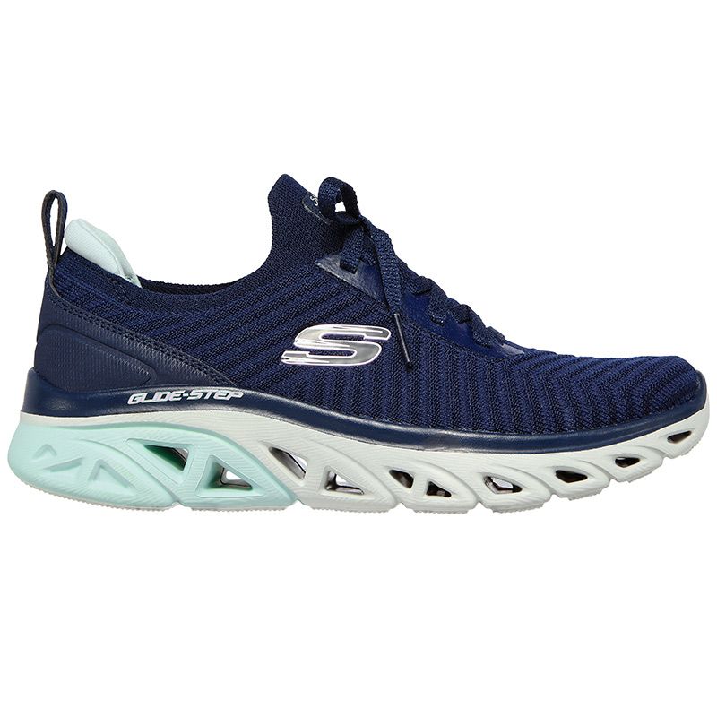 navy and aqua Skechers women's laced runners with a breathable athletic mesh knit upper from O'Neills