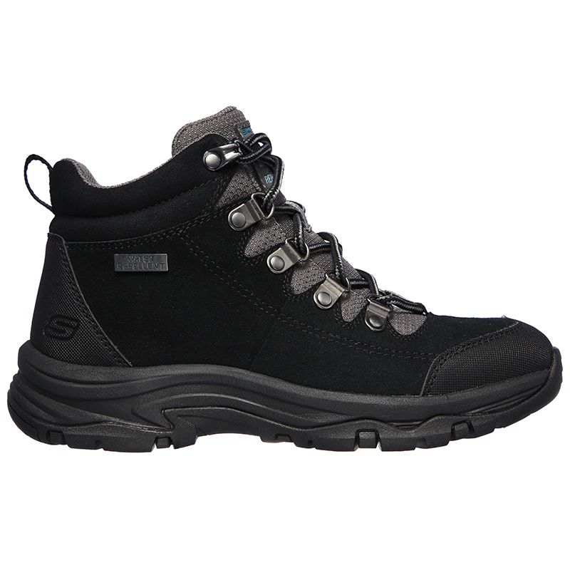 Black and Grey women's Skechers suede and water repellent hiking boot from O'Neills