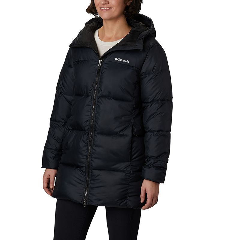 Black Women's Columbia Puffect Midi Jacket with hood from O'Neills.