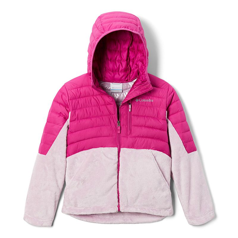 Bright Pink / Pale Pink Columbia Kids' Powder Lite™ Novelty Hooded Jacket, with Hand pockets from O'Neills.