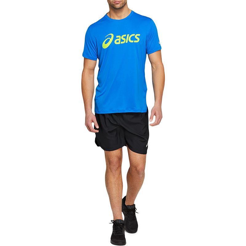 ASICS Men's Silver Large Logo T-Shirt Directoire Blue / Lime Zest