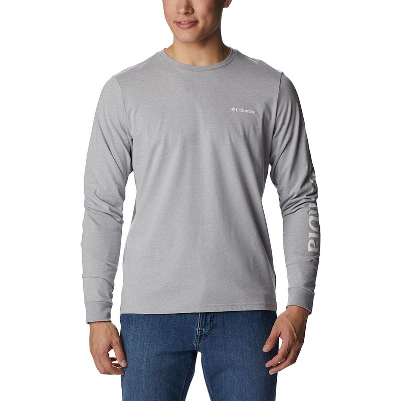 Grey Columbia Men's CSC Basic Logo™ Long Sleeve T-Shirt Columbia, with Made with organically grown cotton from O'Neills