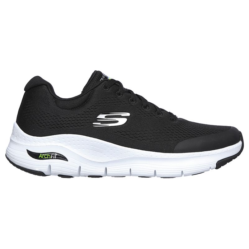 black and white Skechers men's runners in a lace up, sporty design from O'Neills