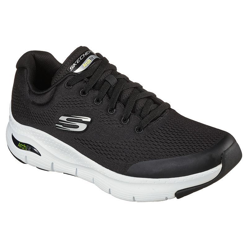 black and white Skechers men's runners in a lace up, sporty design from O'Neills