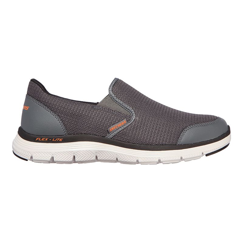 Men's Grey Skechers Flex Advantage 4.0 Slip on Trainers, with Air cooled Memory Foam footbed from O'Neills.