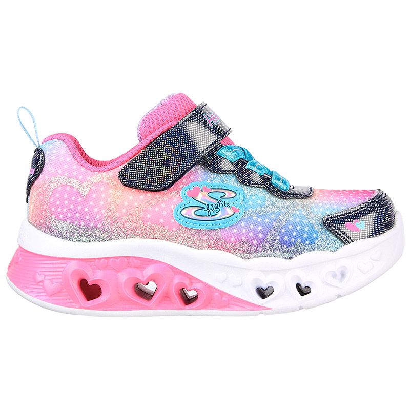 Kids' Skechers Slip on Velcro Trainers With S logo and light up midsole Pink and multi from O'Neills.