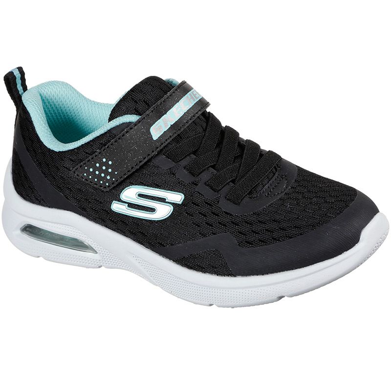 black and blue Skechers kids' trainers with extra comfy cushioning from oneills.com