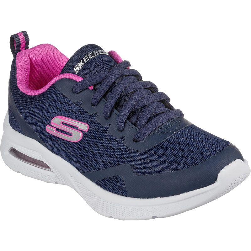 Navy and Pink Skechers kids' runners with a visible air-cushioned midsole from O'Neills