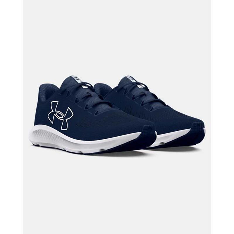 Men's navy and white Under Armour charged pursuit 3 laced running shoes from O'Neills.