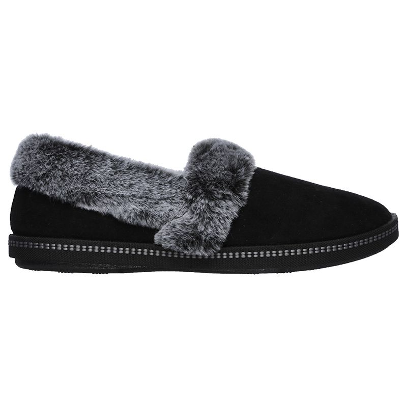 black and grey Skechers women's soft slippers with a memory foam footbed from O'Neills