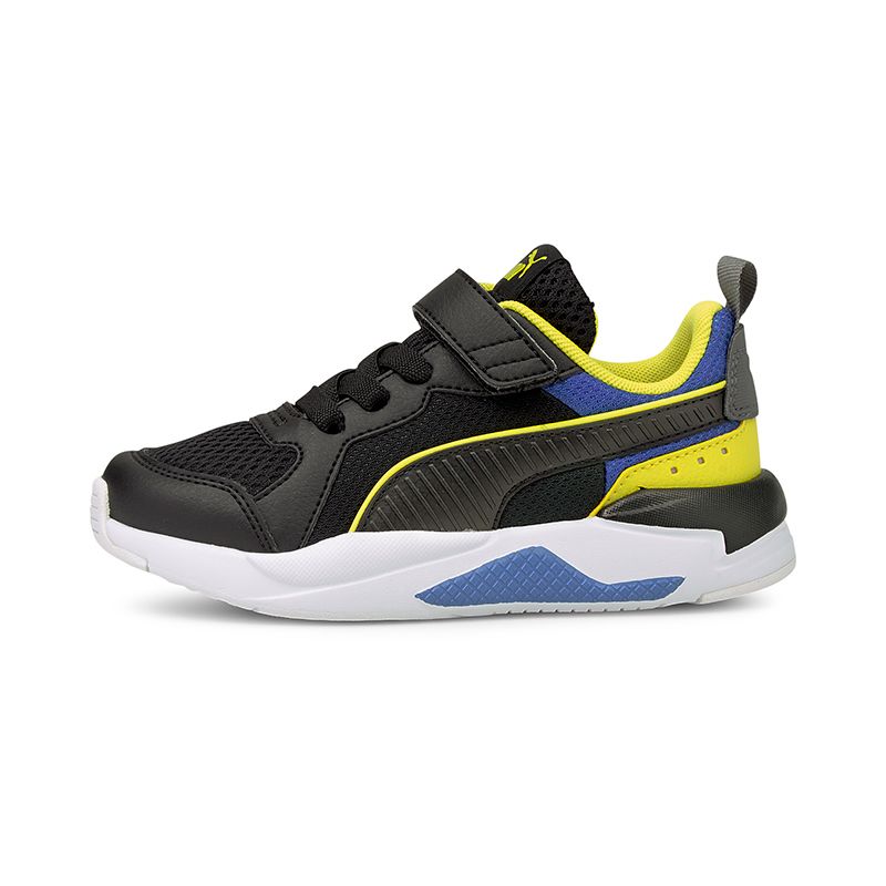 black. yellow and blue Kids' Puma runners with an IMEVA midsole for a lightweight and comfortable feel from O'Neills