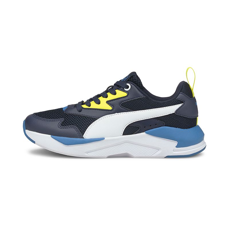 navy, yellow and blue Puma kids' runners with a low boot and a refined upper from O'Neills