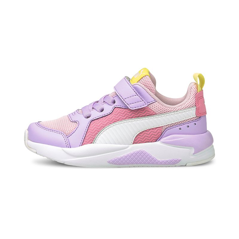 purple, pink and white Puma kids' runners with a bulky retro RS silhouette and a lace and velcro strap closure from O'Neills