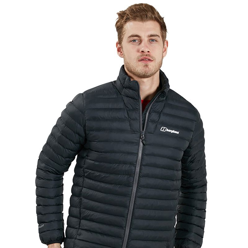 Black men's Berghaus Seral Insulated Jacket with lightweight padding from O'Neills.