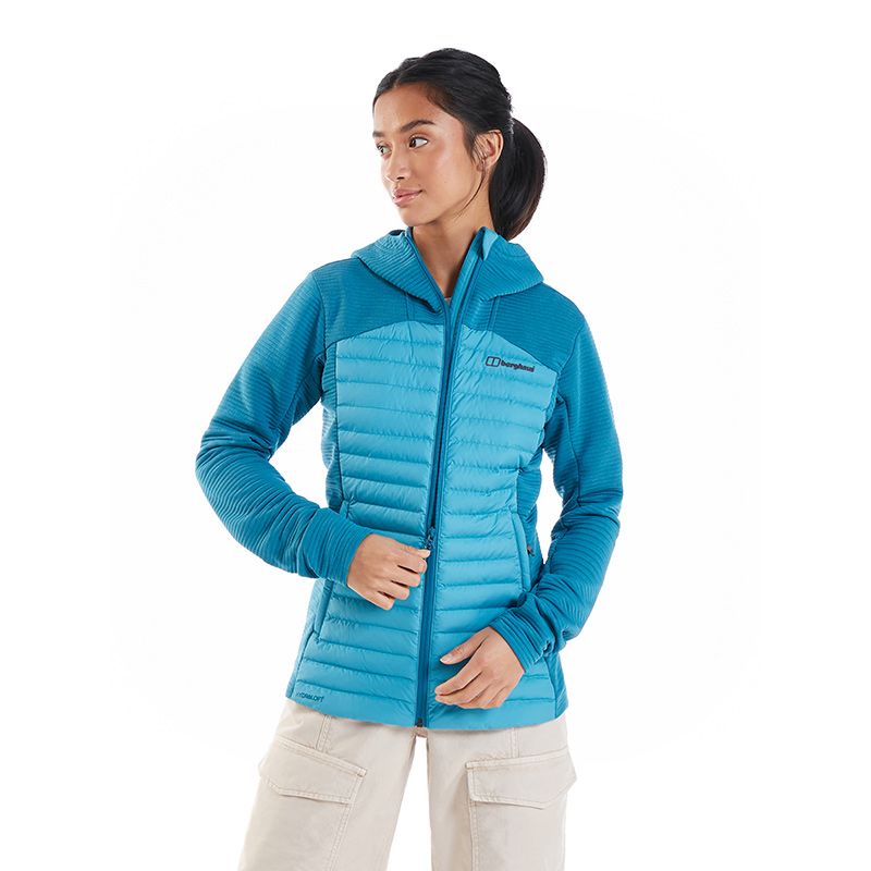 Women's Blue Berghaus Nula Hybrid Insulated Jacket, with concealed pockets from O'Neills.