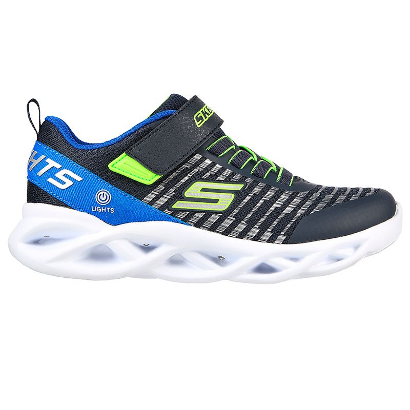 Navy Kid's Skechers Twisty Brights - Novlo PS slip on runner with a light up midsole from O'Neills