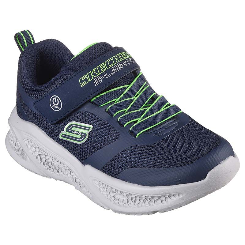 Kids' Skechers Lace Up Trainers with Velcro strap and S logo Navy and white from O'Neills.