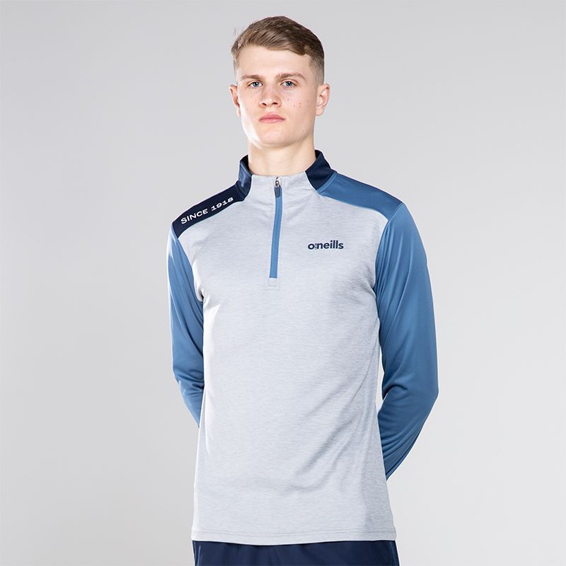 Silver / Blue / Marine Men’s Half Zip Midlayer Training Top with “Since 1918” printed detail on the right shoulder by O’Neills.