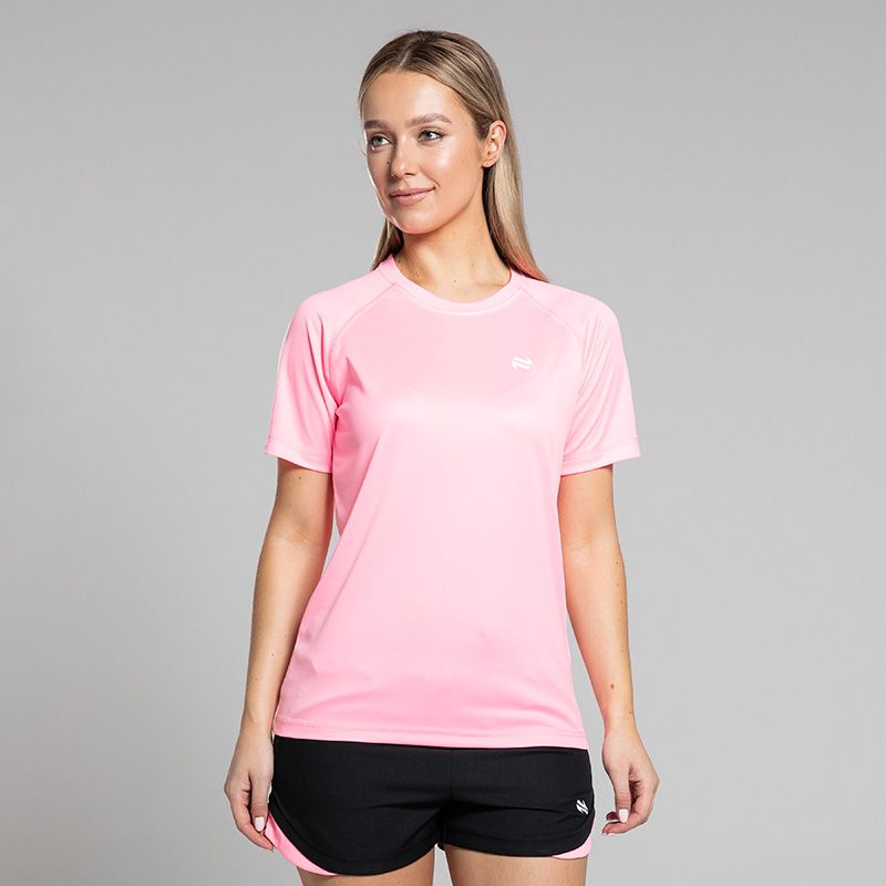 Pink Women’s Sports T-Shirt with crew neck and short sleeves by O’Neills.