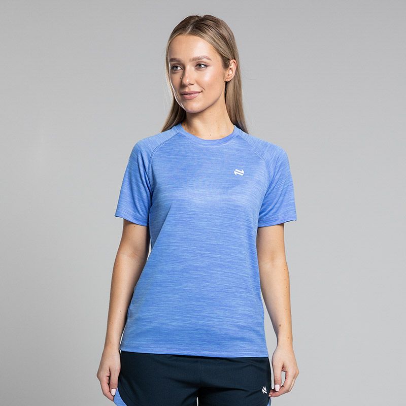 Blue Women’s Sports T-Shirt with crew neck and short sleeves by O’Neills.
