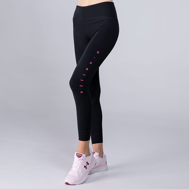 Women's Black Sports Leggings with colour O’Neills branding on the lower leg and hidden pocket in the waistband.