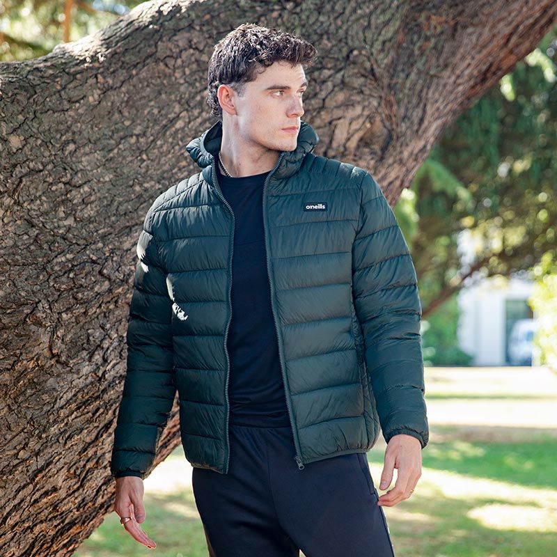 Green Men’s Finn Hooded Padded Jacket with Zip Pockets by O’Neills.