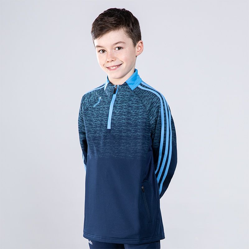 Kids Navy Ohio brushed half zip top with sky stripes and 2 zip pockets from O'Neills.